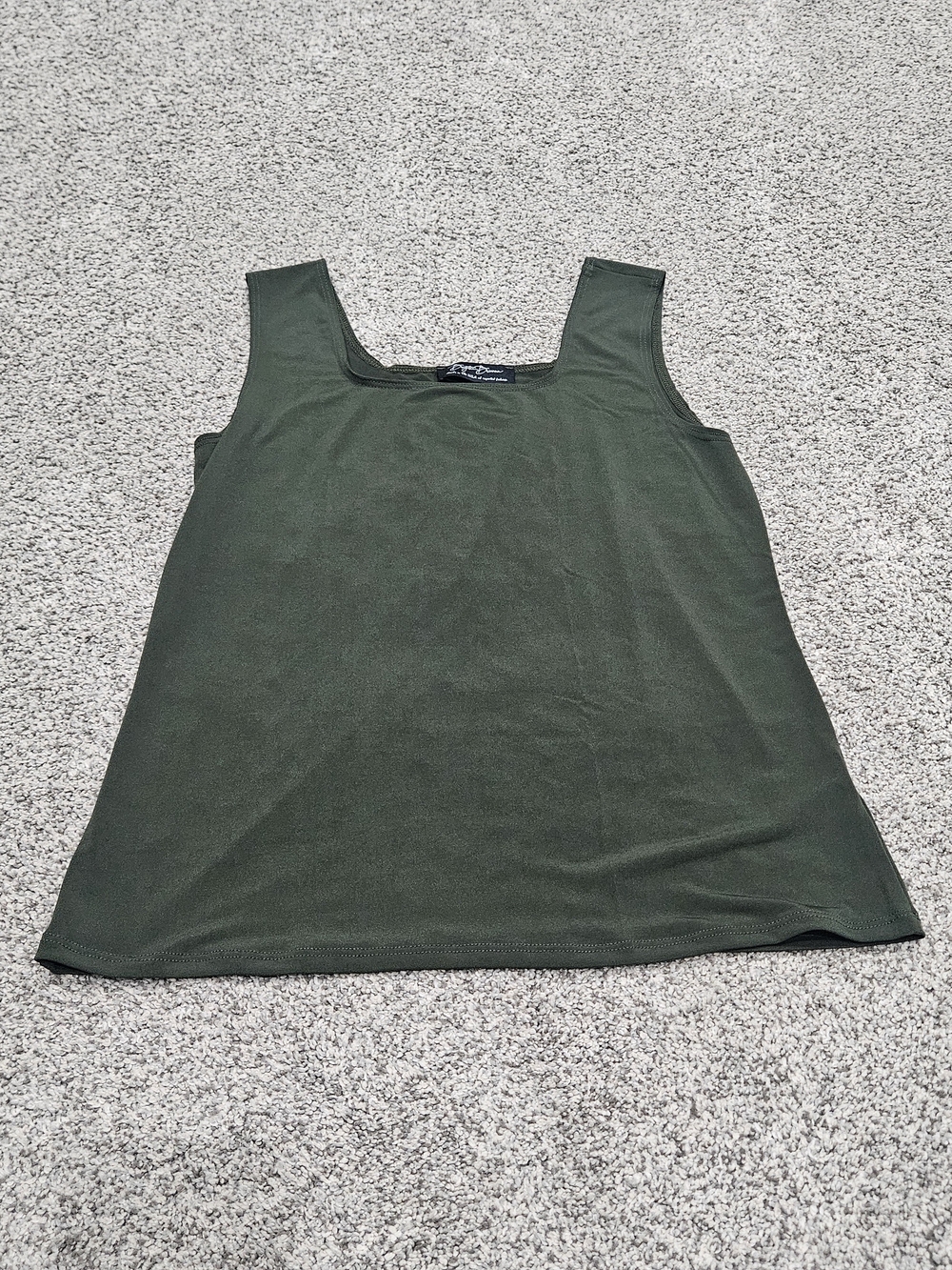 Brigitt Brianna Classic Square-Neck Olive Green Tank Top